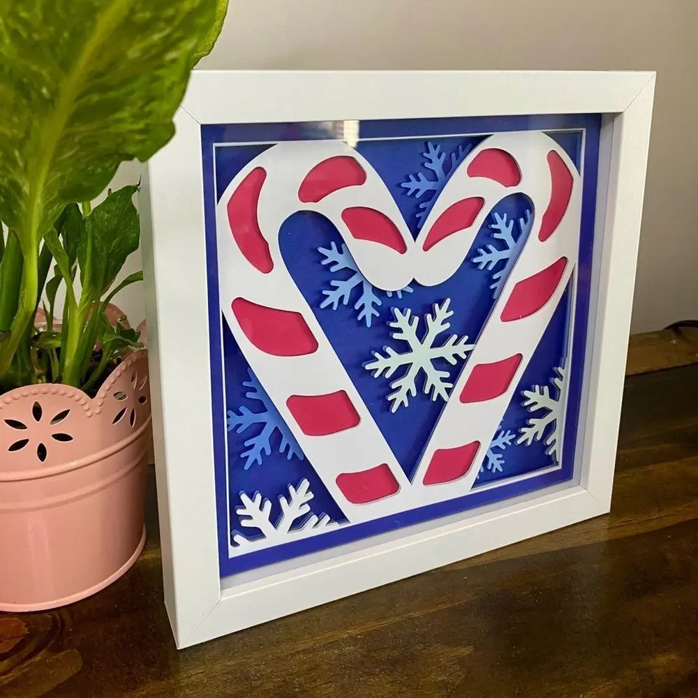 3D Candy Canes Christmas Shadowbox